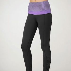 Lululemon luxtreme Run Spirit Tights Black with Pink Striped Waistband Sz8